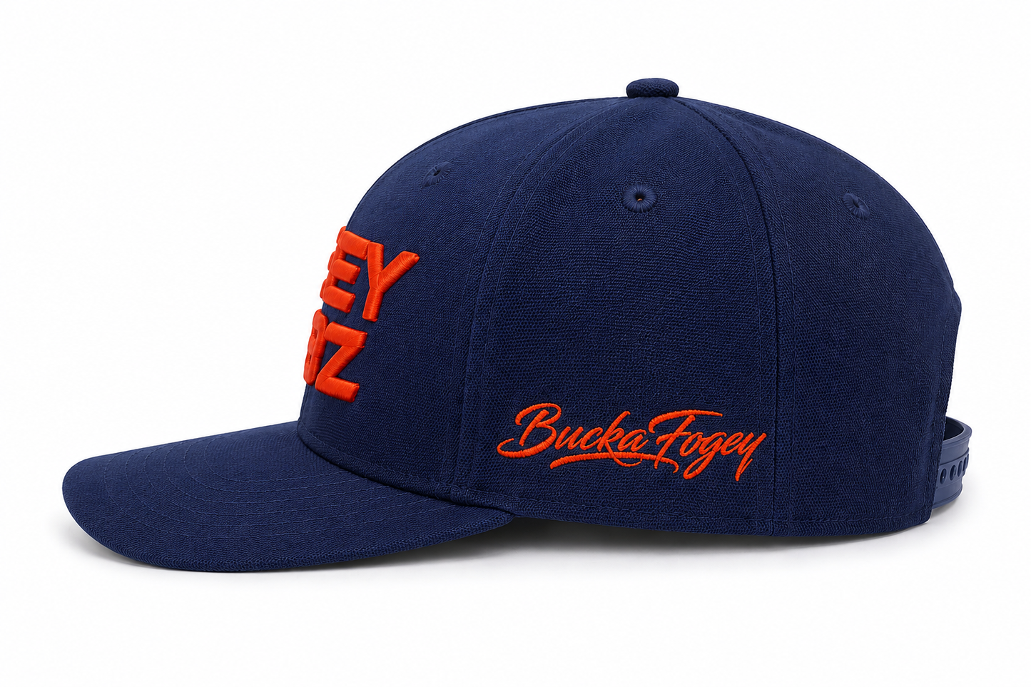 Bogey Boyz Mancation Inspired Snapback Hat – Navy & Orange