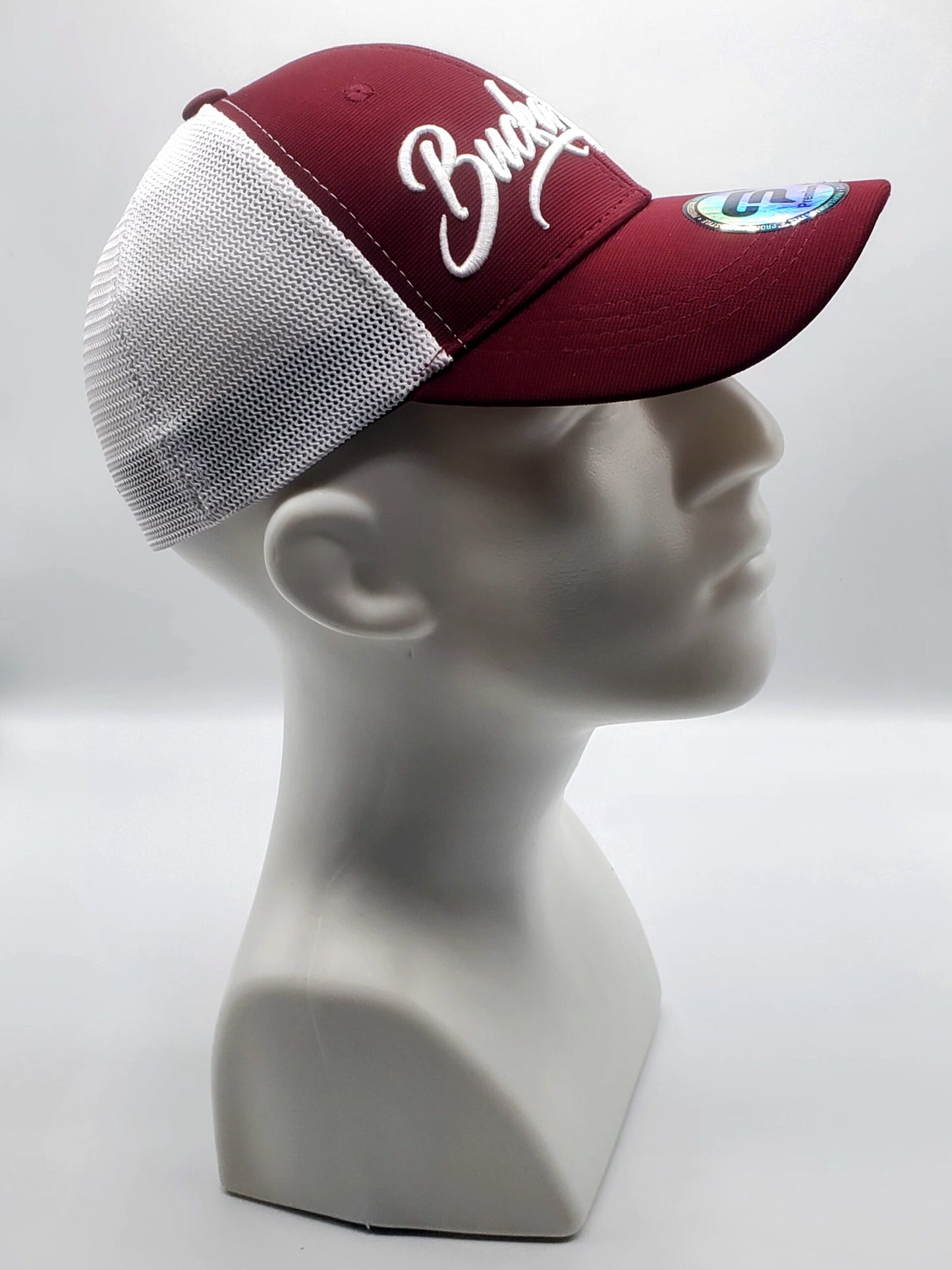 Burgundy and White Two-Tone Fitted Hat image 1