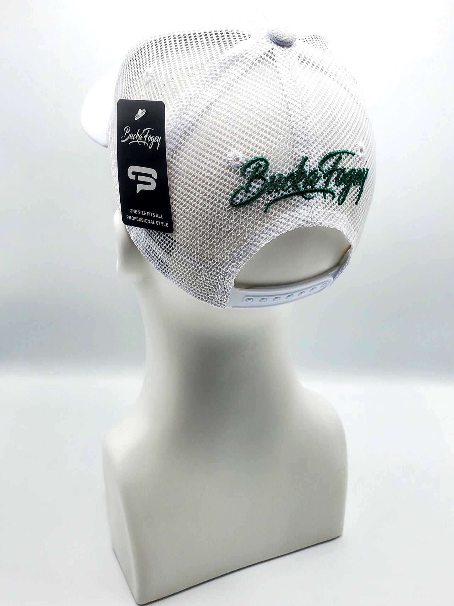 Emerald Green and White Trucker Snapback image 1