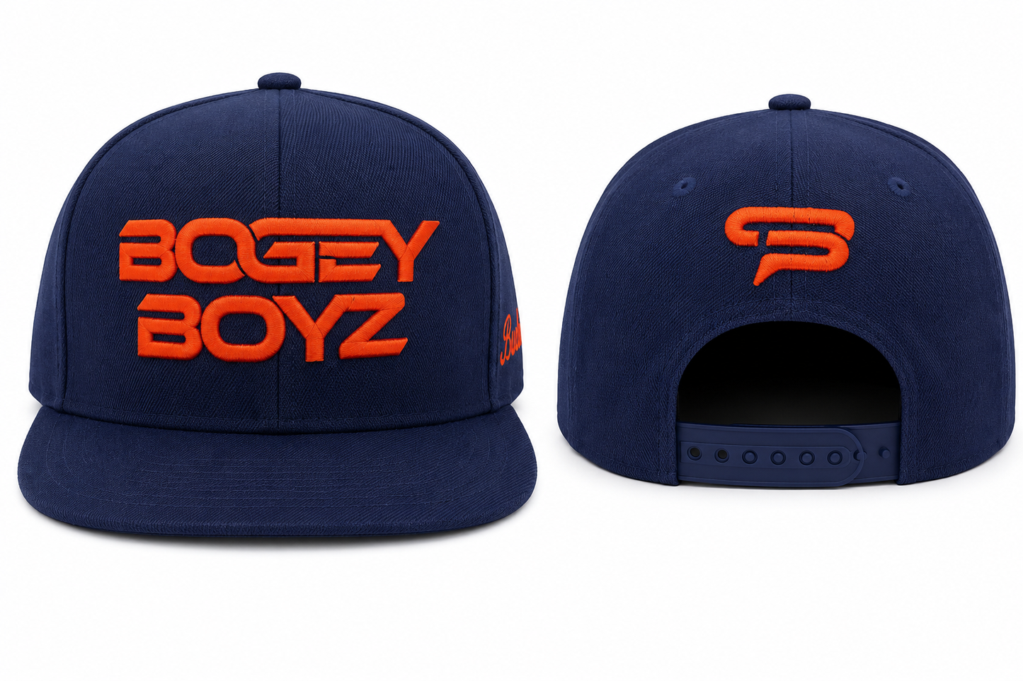 Bogey Boyz Mancation Inspired Snapback Hat – Navy & Orange