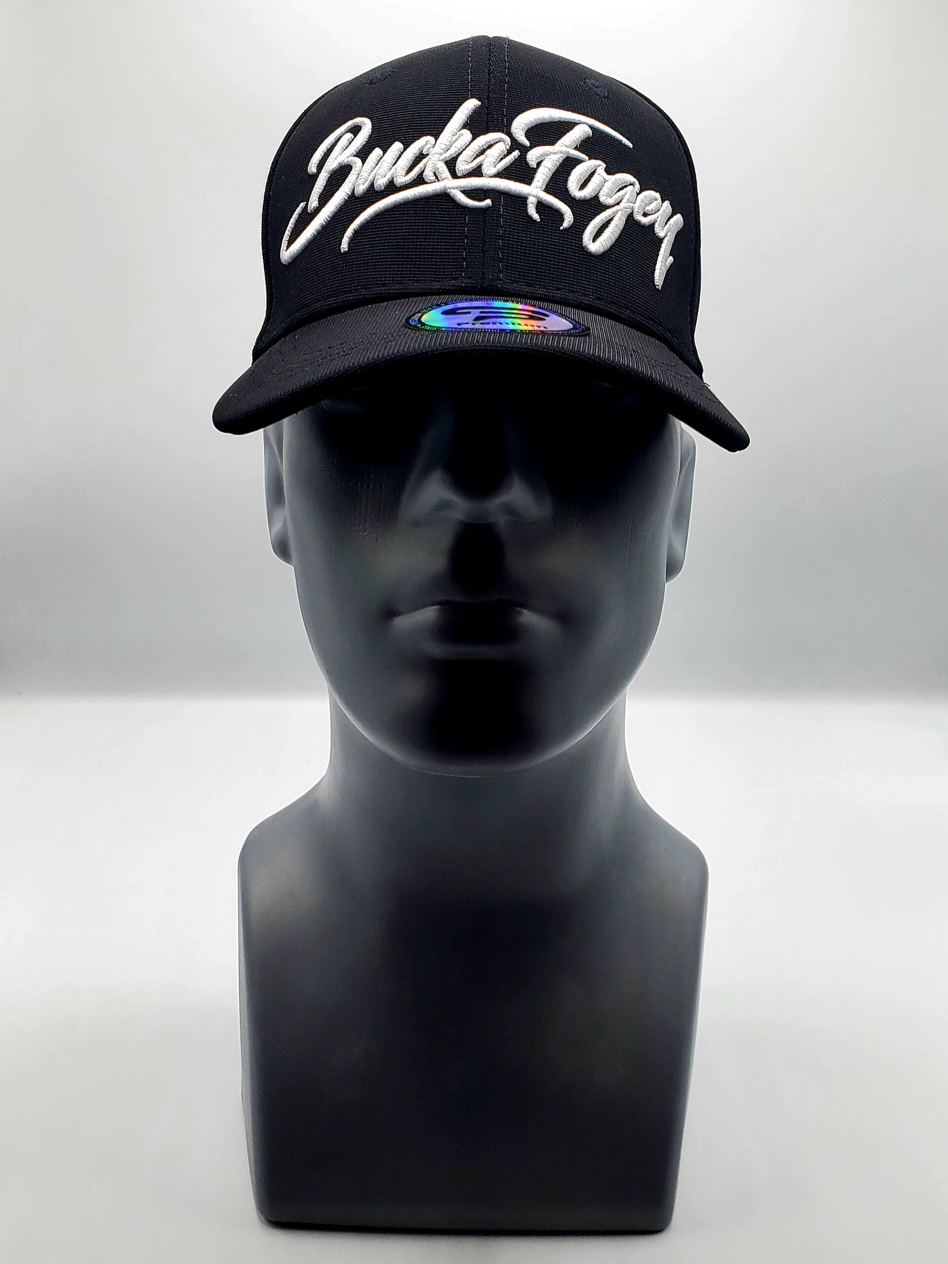 Midnight Black and White Premium Fitted hat image 0