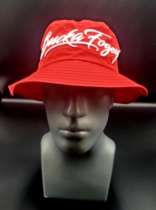 Fire Brick Red and White Anti-Drip Bucket Hat image 0