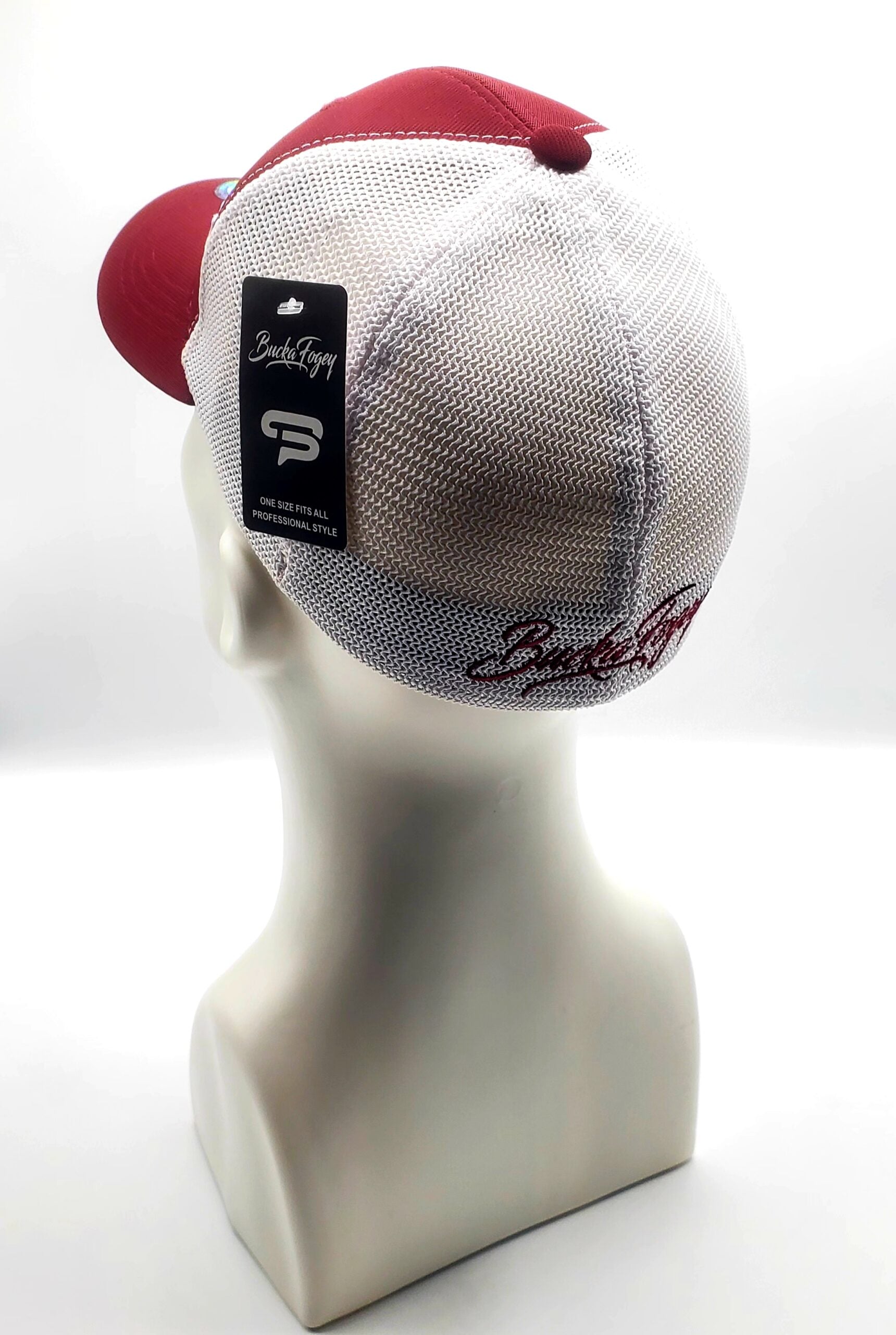 Burgundy and White Two-Tone Fitted Hat image 2