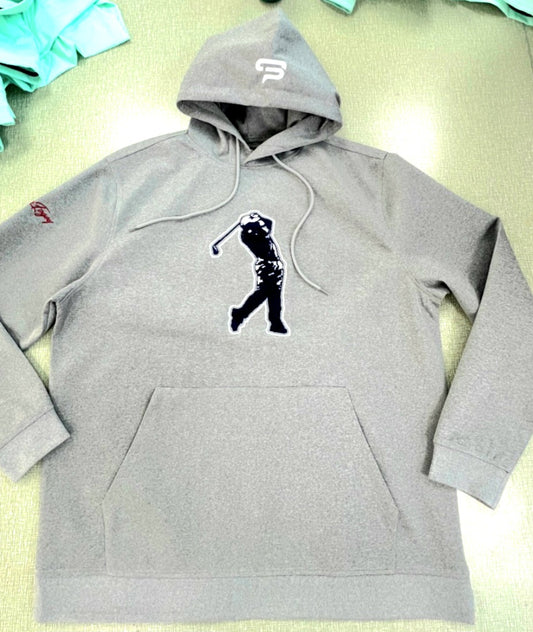 "Bucka Fogey Man Premium Hoodie" Gray with Navy & White Logo. image 0