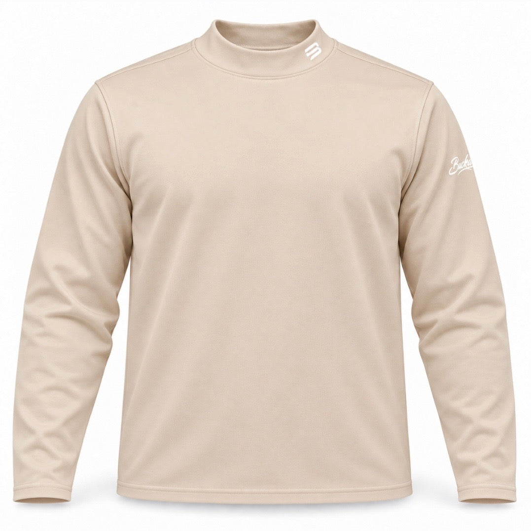 Bucka Fogey Beige Men’s Long Sleeve Mock Neck