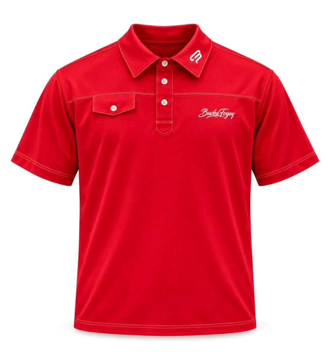 Red High Beam Contrast-Stitch Polo