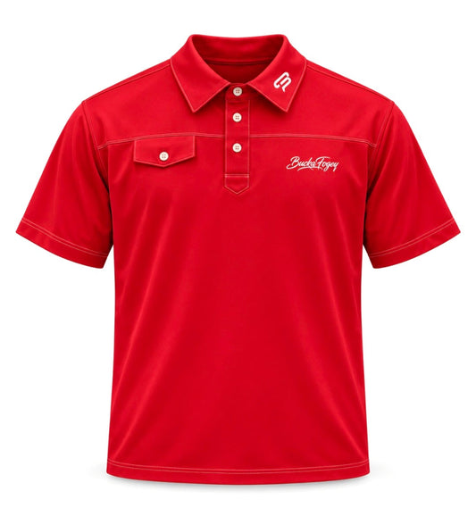 Red High Beam Contrast-Stitch Polo