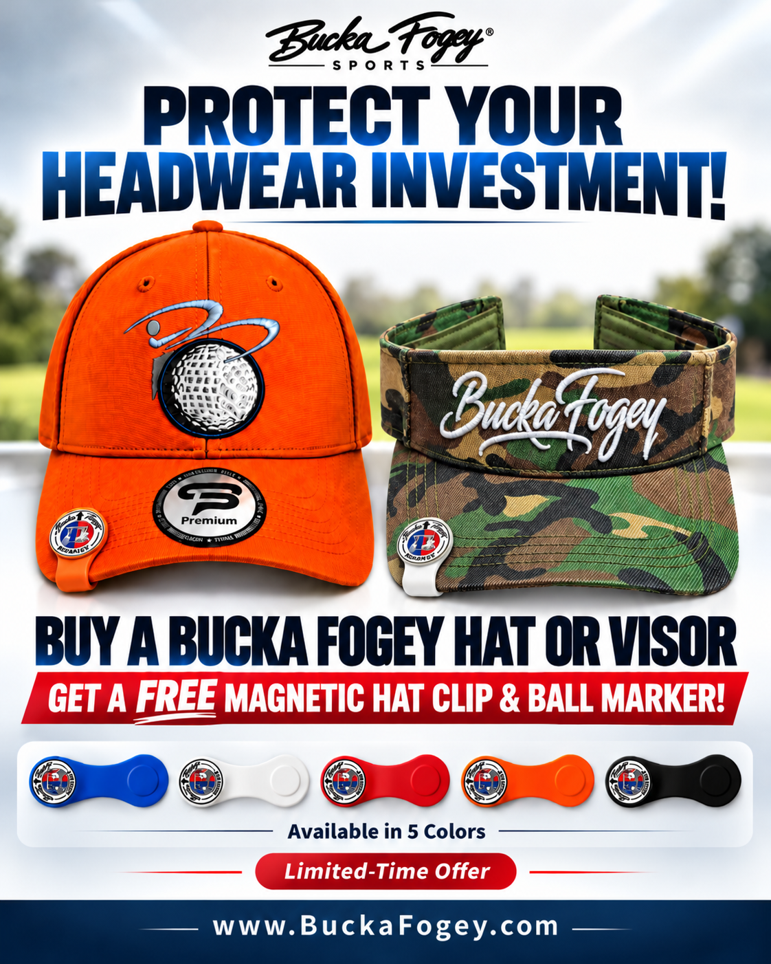 Bucka Fogey Magnetic Hat Clips & Golf Ball Markers