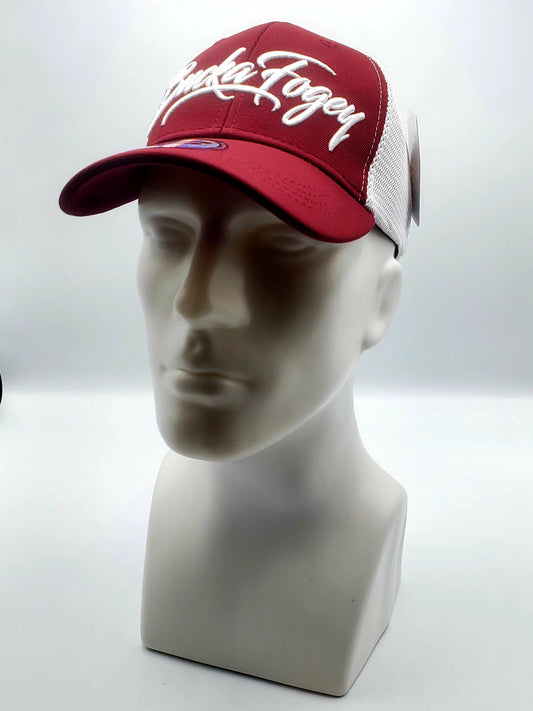 Burgundy and White Two-Tone Fitted Hat image 0